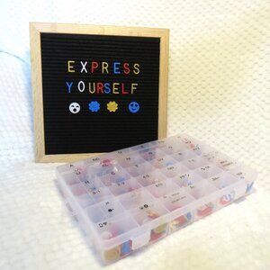 10x10 Felt Letterboard Sign with Labeled/Sorted Characters Case Included